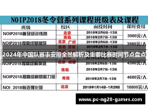 2024年中国队赛事安排全景解析及重要比赛时间节点盘点
